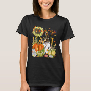 Camiseta Feliz Otoño Para Todos Gnome Leopardo Calabaza Oto