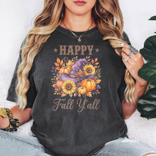 Camiseta Feliz Otoño Para Todos Sombrero de Bruja Calabazas