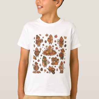 Camiseta Feliz Otoño Perrito Caliente de Calabaza Cosecha