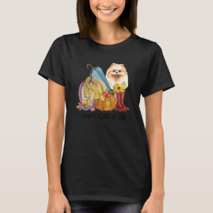 Camiseta Feliz Otoño, Pomerania Perro Mamá Calabaza Cae
