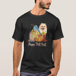 Camiseta Feliz Otoño, Pomerania Perro Mamá Calabaza Cae