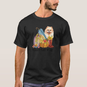 Camiseta Feliz Otoño, Pomerania Perro Mamá Calabaza Cae