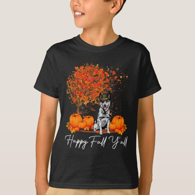Camiseta Feliz otoño, todos calabazas de perro de ganado au (Anverso)