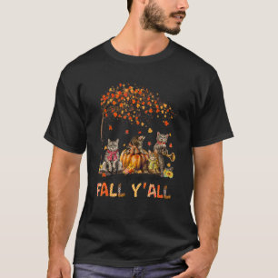 Camiseta Feliz otoño todos los gatos Tiras de otoño Hallowe