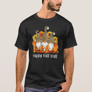 Camiseta Feliz otoño todos los tres Gnome Leopard Pumpkin S