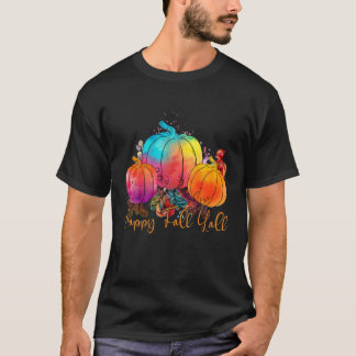 Camiseta Feliz otoño y divertida calabaza acuarela