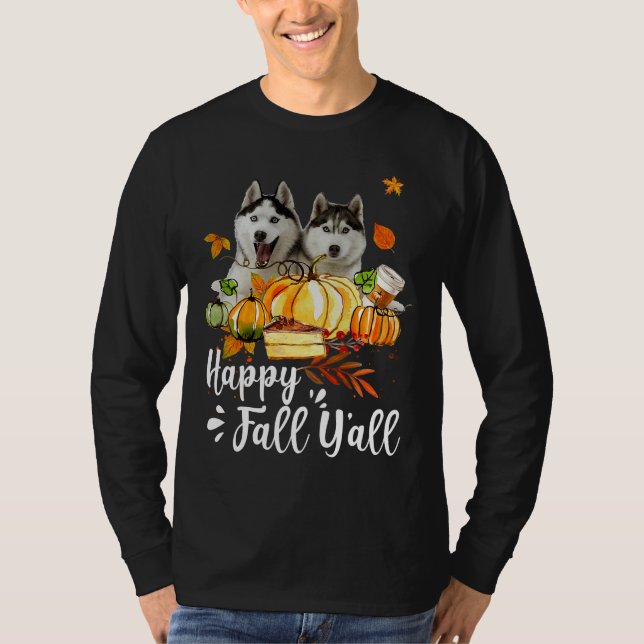 Camiseta Feliz otoño y gracias a todo el Husky Siberiano Pe (Anverso)