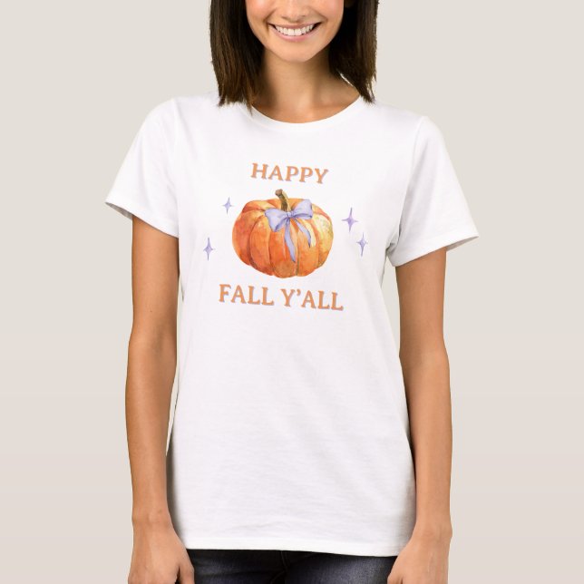 Camiseta Feliz otoño y la fiesta de las mujeres con calabaz (Anverso)