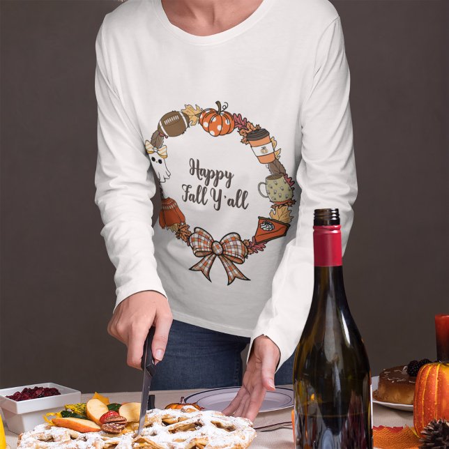 Camiseta Feliz otoño y la larga manga de las mujeres (Subido por el creador)