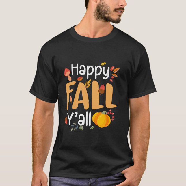 Camiseta Feliz otoño y todas las calabazas de otoño Día de  (Anverso)