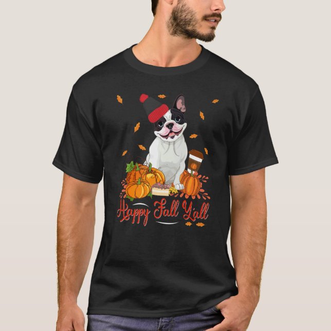 Camiseta Feliz otoño y todo el Boston Terrier Dog Acción de (Anverso)