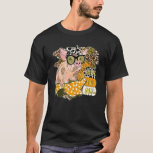 Camiseta Feliz otoño y todos los cerdos con el leopardo de