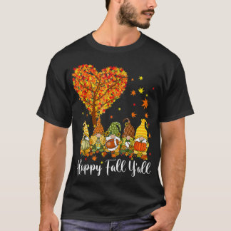 Camiseta Feliz otoño y todos los gannome Leopard Pumpkin Fu