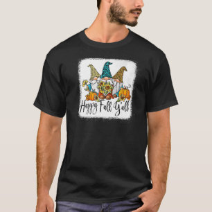 Camiseta Feliz otoño y todos los gannome Leopard Pumpkin Fu