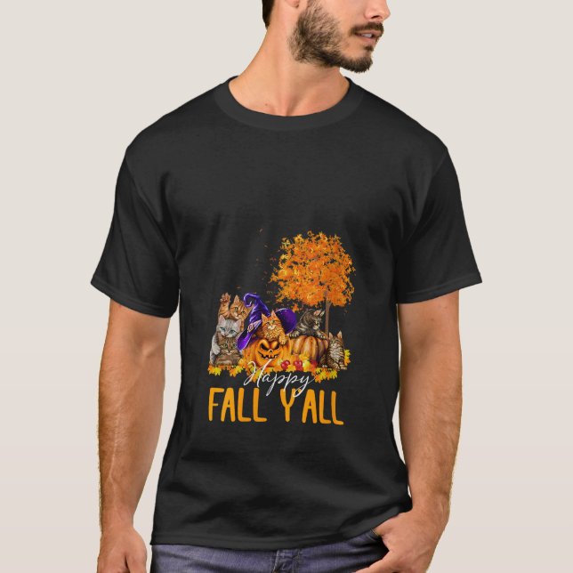 Camiseta Feliz otoño y todos los gatos añoran el otoño cala (Anverso)