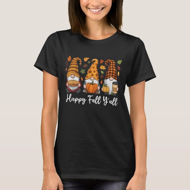 Camiseta Feliz otoño y todos los Gnome Calabaza otoño Acció (Anverso)