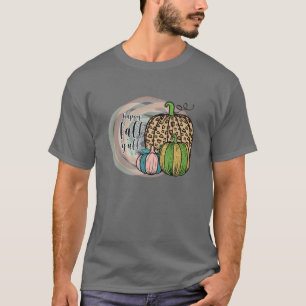 Camiseta Feliz Otoño Yall Leopard Imprimir Calabaza Hallow