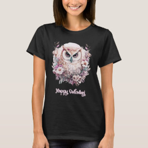 Camiseta Feliz Owloween Hermoso Búho Negro Feliz Halloween