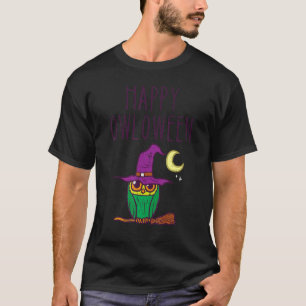 Camiseta Feliz Owloween Witch Curte Halloween Costume Wo