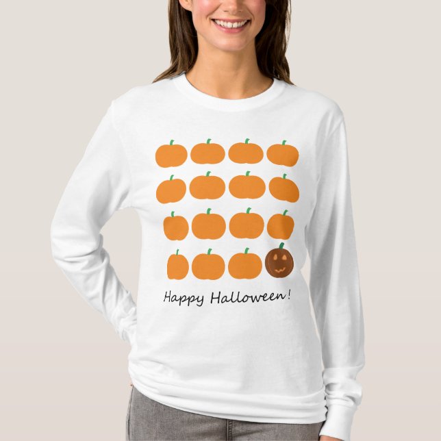 Camiseta Feliz Parche de Calabaza de Halloween (Anverso)