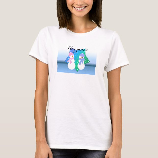Camiseta Feliz pareja de Snowman (Anverso)