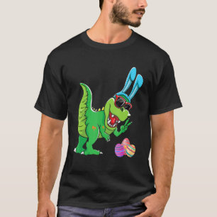 Camiseta Feliz Pascua 2022 Dinosaur Funny Bunny Ears Cesta
