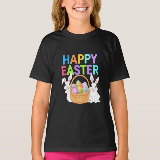 Camiseta Feliz Pascua 2025 Huevos Conejo Conejo Cute (Anverso)