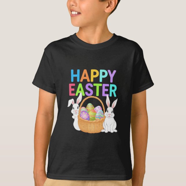 Camiseta Feliz Pascua 2025 Huevos Conejo Conejo Cute (Anverso)