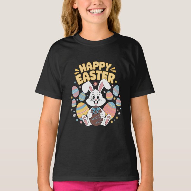 Camiseta Feliz Pascua 2025 Huevos Conejo Conejo Cute (Anverso)