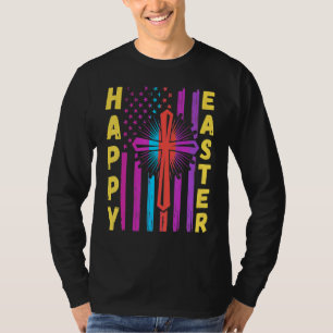 Camiseta Feliz Pascua Bandera Cristiana Jesús Cruzó la Prim