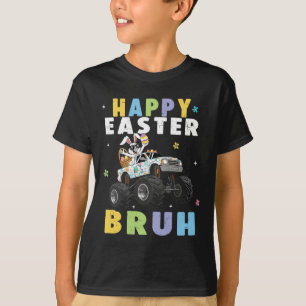 Camiseta Feliz Pascua Bruh Gracioso Monstruo Camión Conejo 
