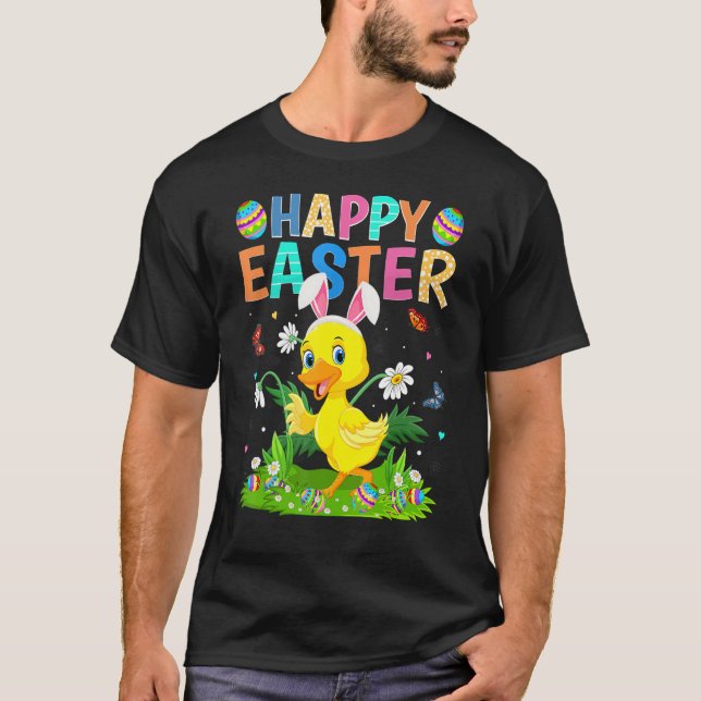 Camiseta Feliz Pascua Bunny Egy Funny Duck Bird Easter Sund (Anverso)
