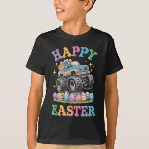 Camiseta Feliz Pascua Camión Monstruo Divertido Aplasta Hue