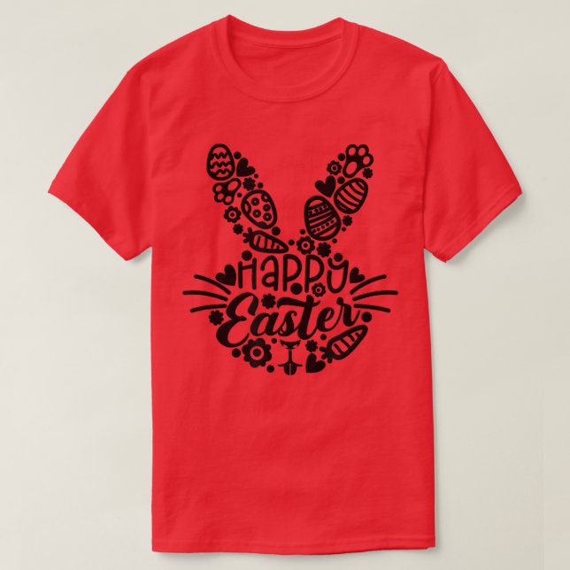 Camiseta Feliz Pascua, Cara de conejo, hombres mujeres niño (Diseño del anverso)