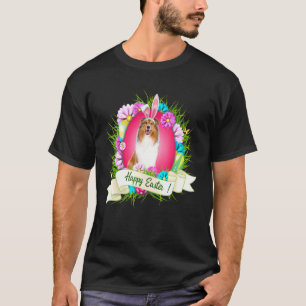 Camiseta Feliz Pascua Collie con huevos de pera conejita C