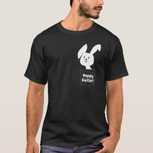 Camiseta Feliz Pascua con conejo de dibujos animados en bla
