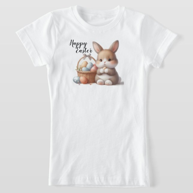 Camiseta Feliz Pascua con conejo de Pascua y canasta (Distribución)