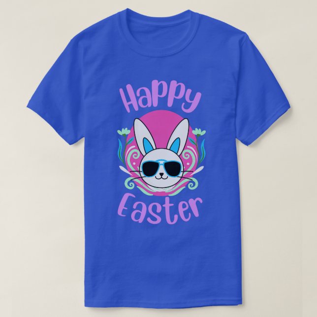 Camiseta Feliz Pascua Con Dibujo De Conejitos Cuidados (Diseño del anverso)