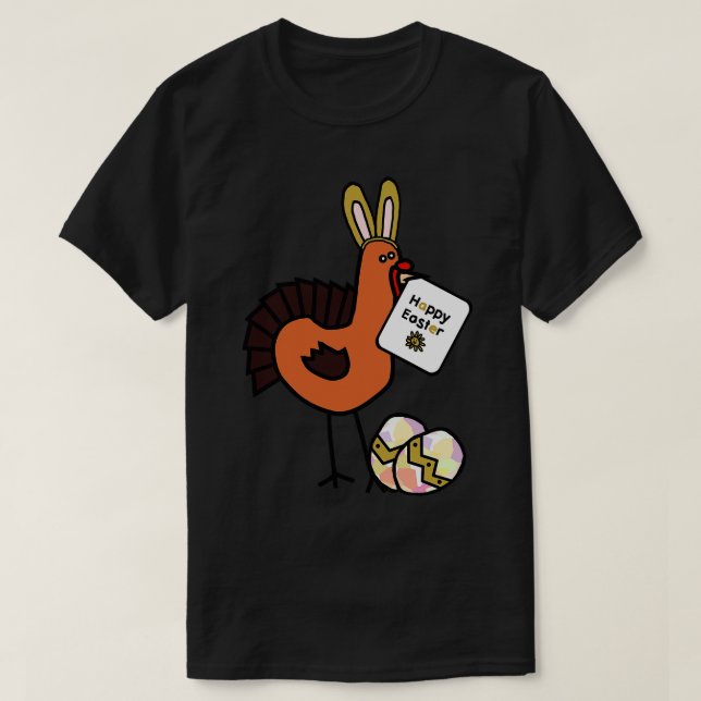 Camiseta Feliz Pascua con las orejas de los conejitos en la (Diseño del anverso)