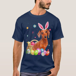 Camiseta Feliz Pascua Conejito Dachshund Con Conejito