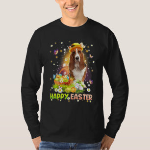 Camiseta Feliz Pascua Conejito Lindo Perro Basset Hound Hue