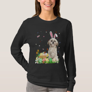 Camiseta Feliz Pascua Conejito Shih Tzu Con Oído De Conejit
