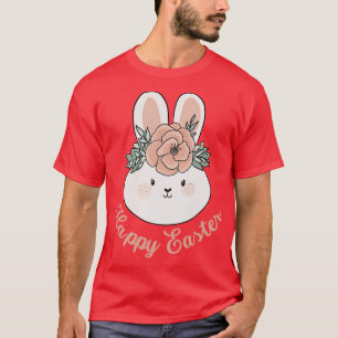Camiseta Feliz Pascua, Conejo De Pascua Con Un Cr De Flor