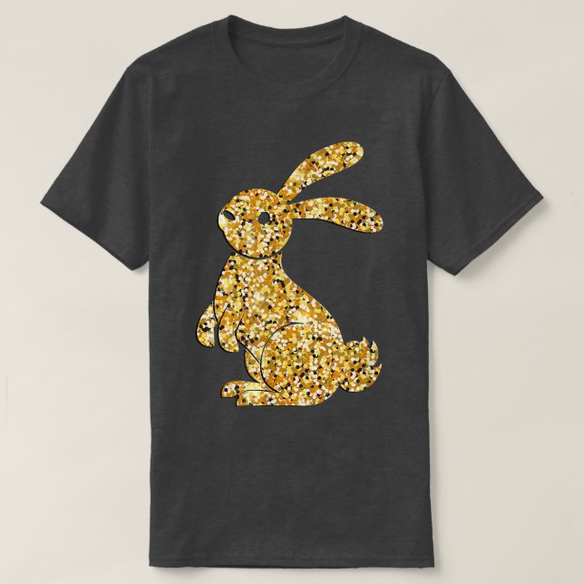 Camiseta Feliz Pascua, conejo dorado (Diseño del anverso)
