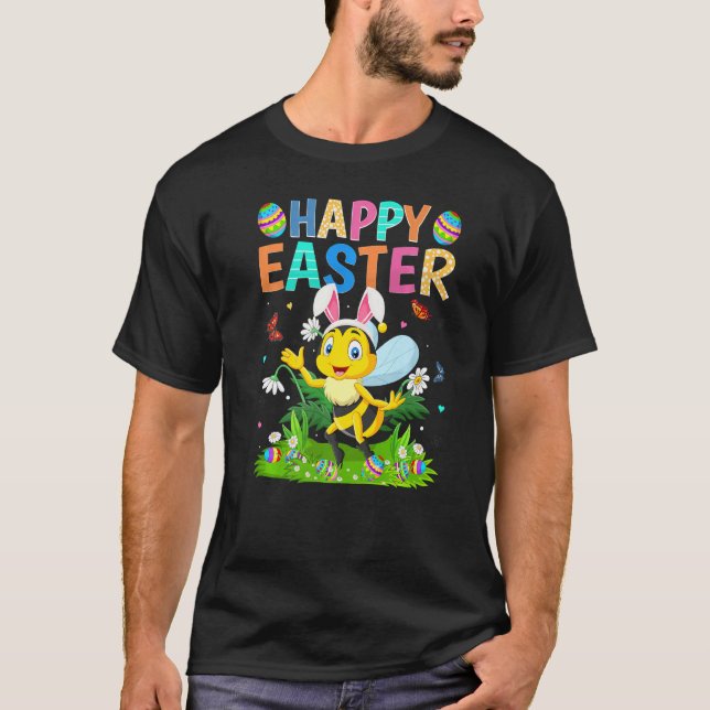 Camiseta Feliz Pascua Conejo Huevo Divertido Bumble Bee Eas (Anverso)