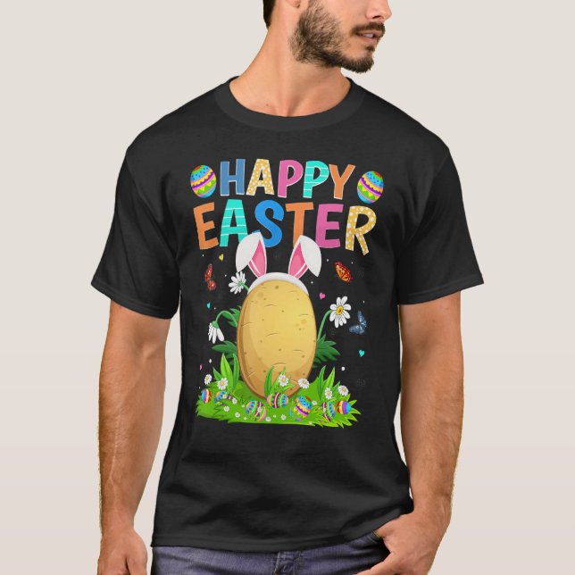 Camiseta Feliz Pascua Conejo Huevo Gracioso Papa Domingo de (Anverso)
