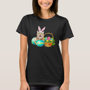 Camiseta Feliz Pascua Conejo Lindo Gato Huevos Canasta Homb