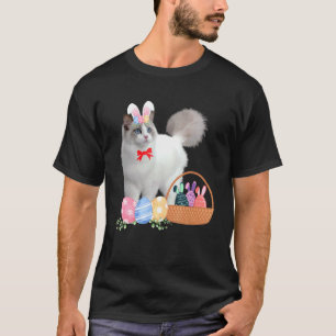 Camiseta Feliz Pascua Conejo Lindo Gato Huevos Canasta Homb