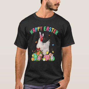 Camiseta Feliz Pascua Conejo Lindo Pollo Con Cesta De Huevo