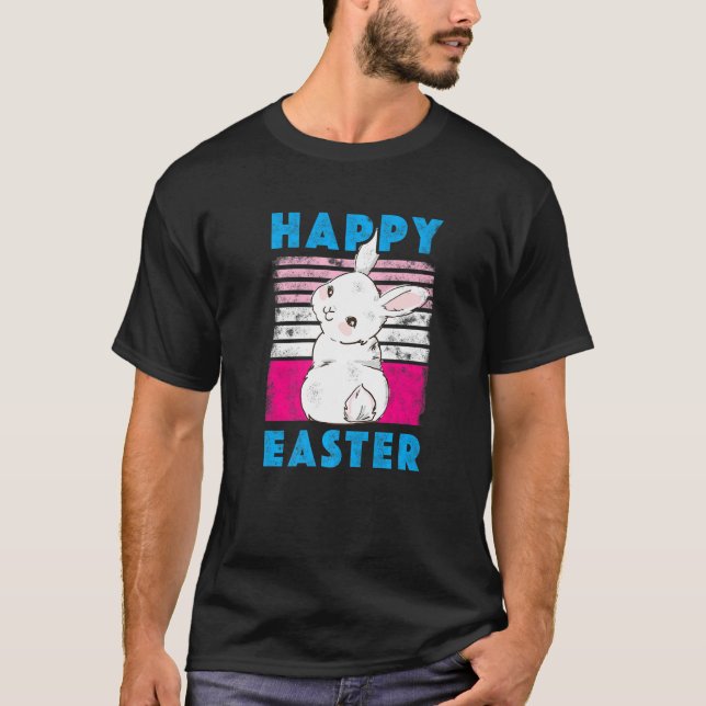 Camiseta Feliz Pascua Conejo Retro Conejo Niños Ropa Afuera (Anverso)
